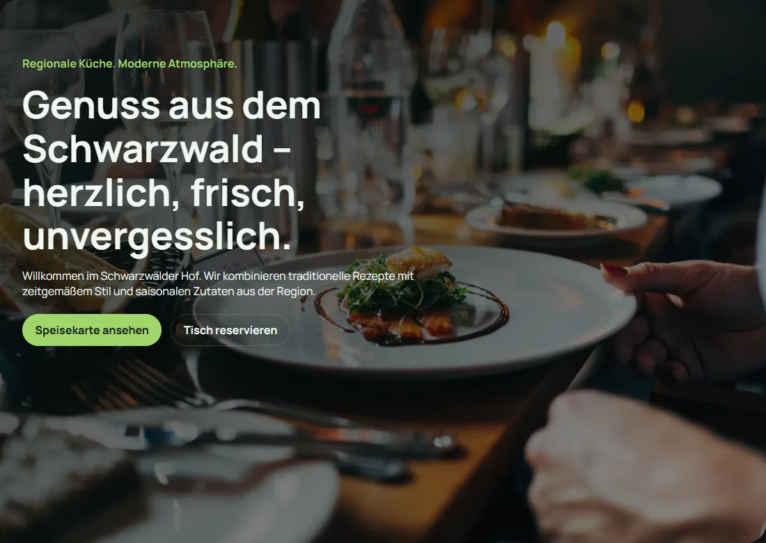 Startseite der Restaurant-Website Schwarzwälder Hof